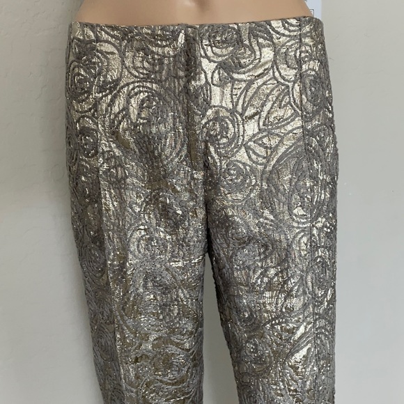 Oscar de la Renta Gold Lame and Embroidery Pants - Picture 4 of 6